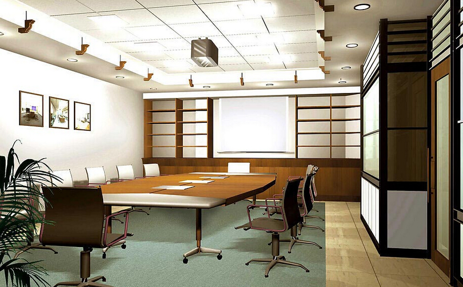 現(xiàn)代風格辦公室裝修壁紙示意圖